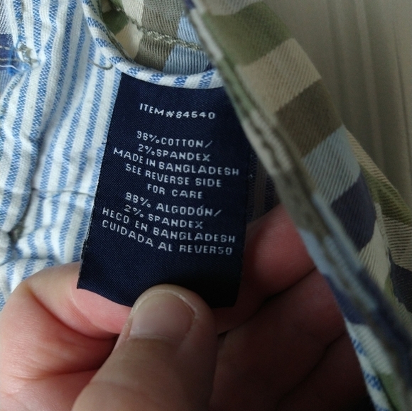 $ Olde school men blue green white stripe shorts.Zip flat front. Size 42 - Picture 10 of 14